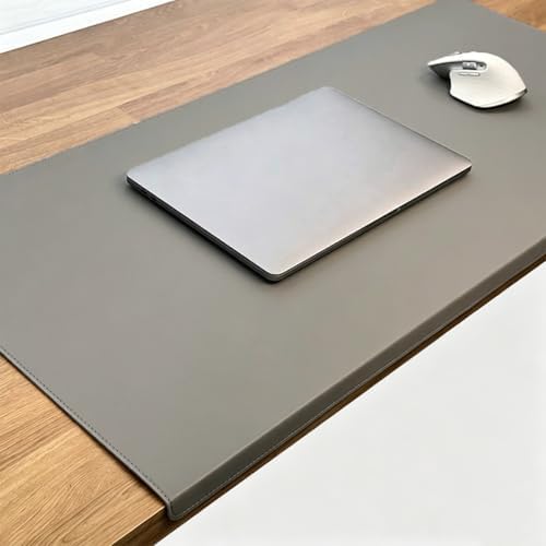 PU Leather Large Desk Pad with Stitched Edge, Waterproof Office Laptop Mouse Mat, Edge Protector Desk Accessories, Edge-Locked Non-Slip Writing Table Blotter (Grey,39.4"x19.7") by Unknown