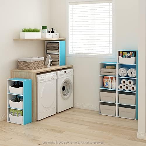 Furinno LUDER 3-Tier Book Shelf, Open Shelves Bookshelf, Light Blue/White - Image 2