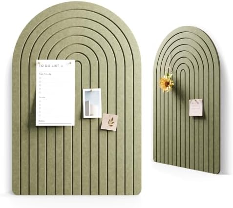 Large Arched Felt Bulletin Board 35.4''×23.6'', Olive Green by FLUXYNARA