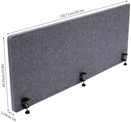 Clamp-on 60" x 24" Desk Divider Privacy Panel for Office Privacy Sound Absorbing Screen Acoustic Partition Divider Stand Up Desktop Divider Portable Cubicle Panel, Grey - Image 4