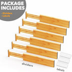 SpaceAid Bamboo Dresser Drawer Dividers 6 Pack, 4.65“ High Adjustable 17“-22” Drawer Organizers, Expandable Organization for Clothing, Clothes, Dressers, Natural - Image 7