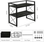 YINMIT Desktop Shelf Organizer, 2 Tier Office Shelves, Wood Desk Organizer Storage Rack and Freestanding Display Shelf for Office, Dormitory, Home(Black) - Image 3