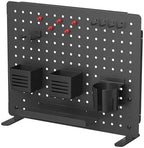 Kantek Pegboard Desktop Organizer & Accessories, Sits, Hangs or Clamps to Tables, 20.58” X 17” Black Steel Privacy Panel, Cup Holder, Pen Cup, Headphone Holder, Tray, Magnets, Easy Install by Kantek