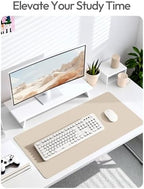 YSAGi Leather Desk Protector, Office Mat, Large Mouse Mat, Non-Slip PU Leather Blotter, Laptop Desk Mat, Waterproof Writing Pad for Office and Home(Eeggshell, 63" x 17.2") - Image 6