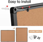 Extra Large Cork Bulletin Board 48" X 48", Foldable Notice Pin Board for Wall, Black Aluminum Framed 4'x4' Corkboard, Wall Mounted Noticeboard with 36 Push Pins for School, Home & Office - Image 7