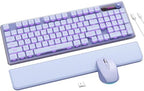 Wireless Keyboard and Mouse Combo - 9 Backlit Effects, Wrist Rest, Double-Shot Keycaps, Metal Panel, Long-Lasting Rechargeable, 2.4G Keyboard Mouse Set for Windows Mac PC Laptop – Sablute (Purple) by SABLUTE
