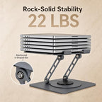 Aluminum Laptop Stand for Desk, Heavy Duty Computer Stand with 360° Rotating Base, Ergonomic Adjustable Height Notebook Riser, Compatible with MacBook Pro/Air, Dell, HP, 10-17” Laptops - Grey - Image 4