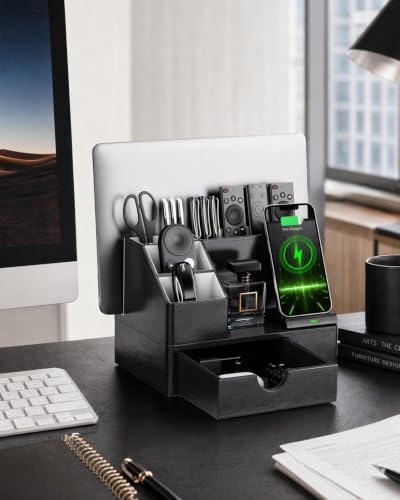 LADSTAG Leather Phone Docking Station for Men - Desk or Nightstand Organizer - Birthday Gifts for Husband, Dad - Anniversary Idea from Wife - Key Holder, Stand Wallet, Watch & Essentials - Image 7