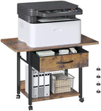 Printer Stand with Storage, 2-Tier Printer Table with Locking Wheels, Under Desk Rolling Table Cart for Home Office, Fit Fax Machine Scanner, Brown by Unknown