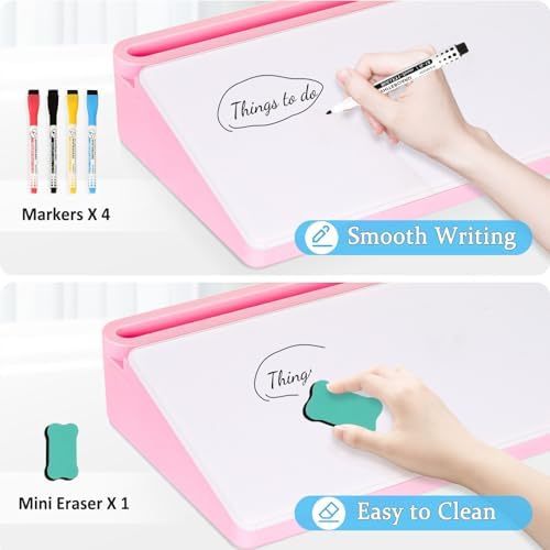 DOLLAR BOSS Glass Desk Whiteboard Small Dry Erase Board, Pink - Image 4