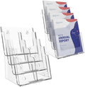 Brochure Holder 8.5x11 Inch 4 Tier with Removable Divider for 4x9 inch Clear Acrylic Pamphlet Display Stand Holder Countertop Use or Wall Mount for Office, Lobby, Hotel, Trade Show, 2 Pack by HLF-ho