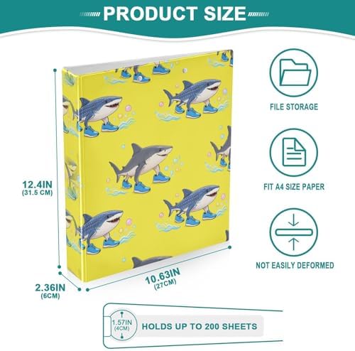 ALAZA Italian Brainrot Meme Tralalero Tralala Shark 6 3 Ring Binder 1.5 Inch Three Ring Office Binders w/clipboard & 3 Pockets, Hold 200 Sheets, 2 pcs - Image 5