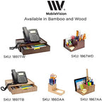 MobileVision Bamboo Telephone Stand with Drawer Stackable Storage Solution for Office Products Pens, Pencils, Scissors, Notepads, Business Cards and More - Image 6