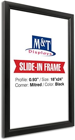 M&T Displays Slide In Frame Black 18x24 Inch Poster Holder 0.93" Aluminum Profile Top Loading Wall Mounting Photo Certificate Sign Holder Easy Change Mitered Corner with Anti Glare PET Cover - Image 2