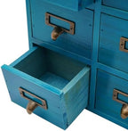 DKSLALALI Apothecary Cabinet Vintage, 9 Drawers Herb Storage Box Chinese Medicine Cabinet Index Card Catalog Desk Apothecary Shelf to Store Jewelry Medications Herbs (Blue) - Image 5