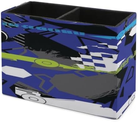 PU Leather Multi-Compartment Pen Holder Desktop Organizer Pencil Cup Storage Caddy for Office Home Supplies Abstract Seamless Pattern with Sport Cars - Image 7