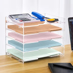 File Paper Organizer Letter Tray For Desk Office Supplies Folder Accessories Storage, Clear Acrylic, For Home School Desktop Organization - Image 3