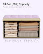 SONGMICS Foldable Storage Ottoman with Flipping Lid, 30 Inch Velvet Bench - Image 6