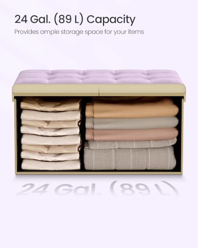 SONGMICS Foldable Storage Ottoman with Flipping Lid, 30 Inch Velvet Bench - Image 6