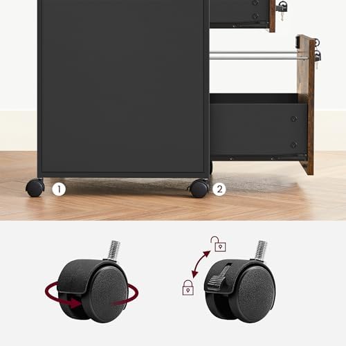 VASAGLE 2 Drawer File Cabinet with Lock, Rolling Printer Stand - Image 6