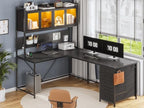 SEDETA L Shaped Gaming Corner Desk with Drawers, Hutch and Storage Shelves - Image 2