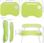 Lap Desk for Laptop Bed Trays for Eating and Laptops Breakfast in Bed Laptop Stand TV Trays for Bed with Cup Holder/Drawer for Sofa/Couch Portable Foldable (Green, M(19×14")) - Image 3