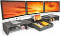 WESTREE Triple Dual Monitor Stand Riser with Drawer,Extra Large Adjustable for 2~3 Monitors,Solt for Phone & Tablet, Desktop Organizer Stand for Computer,Laptop,Printer,TV by WESTREE