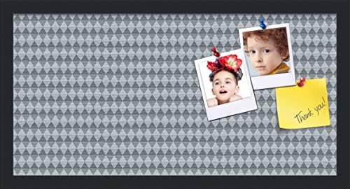 PinPix 24x12 inch Cork Bulletin Board. This Decorative Framed Pin Board Comes with Diamond Pattern in Grey and Blue Design and Satin Black. Ideal for Home, Office Decor or School (PinPix-227) by PinPixBulletinBoards