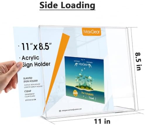 MaxGear Acrylic Sign Holder 8.5x11 Inches Horizontal 12 Pack, Slant Back - Image 6