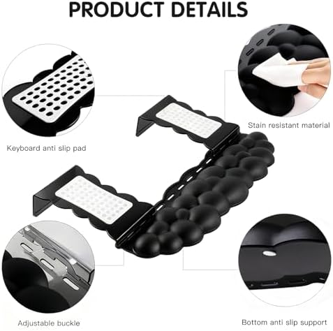 Black Acrylic Keyboard Stand with Wrist Rest，Detachable/Adjustable Width - Image 6