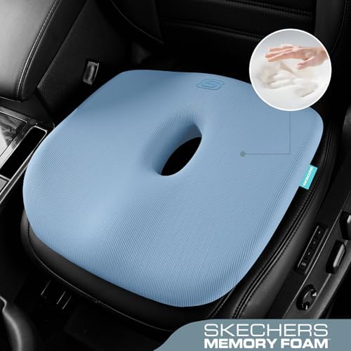 Skechers Seat Cushion Memory Foam,Donut Pillow Office Chair Cushion for Tailbone Pain Relief,Butt Pillow for Office Chair,Car seat Cushion,Long Sitting Office Workers,and Car Drivers,Blue - Image 2