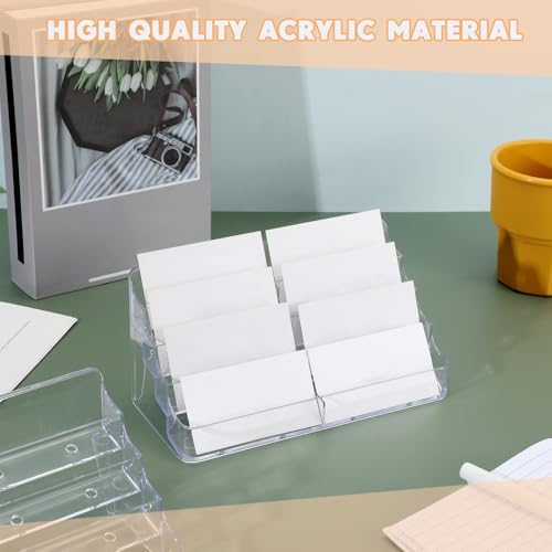 Jutom 8 Pcs 8 Pocket Acrylic Business Card Holder 7.68 x 3.43 x 3.82 Inch Multi Business Card Holder Display Clear Stand Card Organizer for Desk Literature Flyer Pamphlet - Image 4
