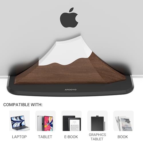 AFOOYO Vertical Laptop Stand - Snow Peak-Shaped Wooden Holder Dock Compatible with MacBook, Surface, Chromebook, Dell & More - Space-Saving Design for All Laptops,Walnut Finish - Image 2