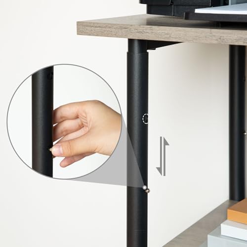 HOOBRO Printer Stand, 3-Tier Industrial Under Desk Printer Cart with Shelf, Mobile Heavy Duty Storage Rack on Wheels for Home, Office, Grey and Black BG03PS01G1 - Image 4
