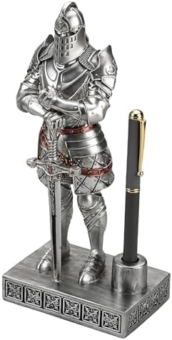 King's Guard Knight Pen Stand Desk Organizers for Desk Silver - Image 2