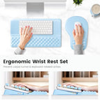Ospelelf Keyboard Wrist Rest and Mouse Pad Set, Ergonomic Memory Foam Wrist Support, Aesthetic Desk Accessories for Office, Home & Gaming, Relief for Carpal Tunnel & Wrist Pain,Blue - Image 2