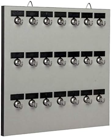 Wall Mounted Key Holder 21MGN – Melamine Wood & 21 Metal Key Hooks, for Home & Office, Includes 21 Sets of Tag & Ring. by StandCompany
