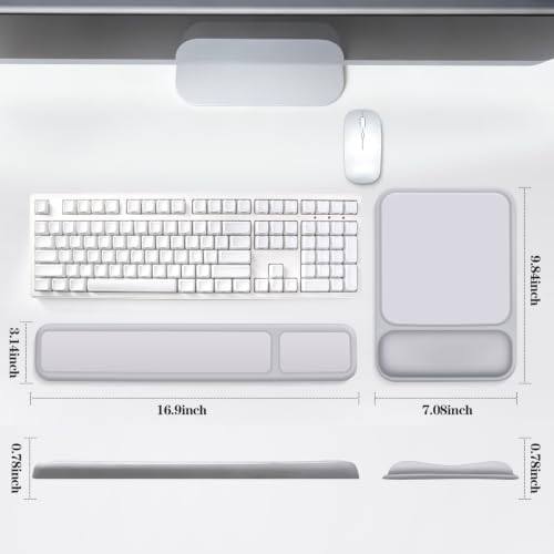 Wrist Rest for Computer Keyboard and Mouse Pad Set - Grey - Image 6