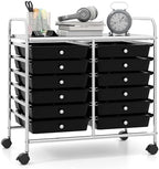 Giantex 12 Drawers Rolling Cart, Mobile Storage Drawer Cart, Classroom Organizer Cart for Office School Supplies Tools Scrapbook Paper Craft Small Printer, Utility Cart on Wheels, Black by Giantex