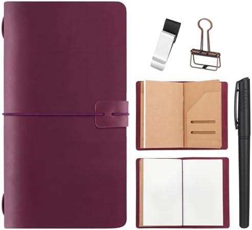 Thenshop Traveling Refillable Leather Journal Notebook, Purple, Stand Size by Thenshop