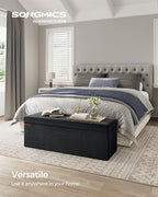 SONGMICS Storage Ottoman Bench, 43.3 Inches Velvet Foldable Foot Rest - Image 3