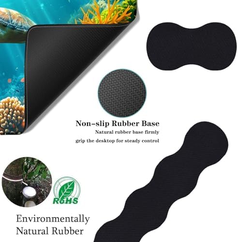 Keyboard Wrist Rest+Mouse Wrist Pad+Desk Pad Set,Memory Foam Ergonomic Easy Typing Pain Relief for Computer Laptop Office Home - Cute Turtle - Image 5