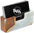 RWA Business Card Holder – Luxury Square Desk Organizer, Stylish Office Decor, Slim Card Holders - Wood & Epoxy Card Display Stand for Men and Women, Office Desk Accessories - SMART, platinum by RWAresinwoodart