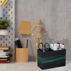 PU Leather Multi-Compartment Pen Holder Desktop Organizer Pencil Cup Storage Caddy for Office Home Supplies Abstract Polygonal Space Low Poly Dark with Connecting Dots And Lines - Image 6