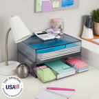 STORi STAX Plastic Stackable Organizer Drawers (Set of 2) Classic Grey | 12.5" Wide | Set Includes One Open Drawer & One Divided Drawer | Organize Office Desk Accessories & Sort Paper | Made in USA - Image 2