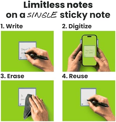 Rocketbook Reusable Smart Sticky Notes, Restickable Memo Pad, 3"x3" - Image 2