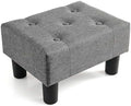 Poofzy Small Foot Stool Ottoman, Linen Ottoman Foot Rest with Legs, Rectangle Foot Rest for Couch, Footstools and Ottomans Small for Living Room and Entryway (Gray) by Poofzy