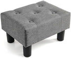 Poofzy Small Foot Stool Ottoman, Linen Ottoman Foot Rest with Legs, Rectangle Foot Rest for Couch, Footstools and Ottomans Small for Living Room and Entryway (Gray) by Poofzy