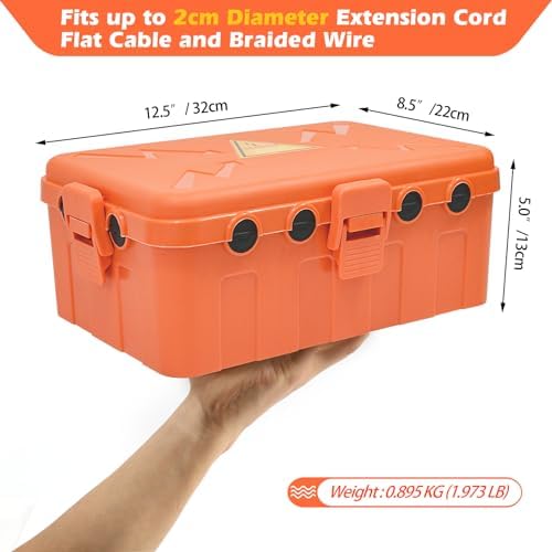 Hrensaw Large Outdoor Electrical Box(12.5x8.5x5inch),IP54 Waterproof Outdoor Outlet Covers,Weatherproof Extension Cord Covers Protect Outlet,Plug,Timer,Power Strip,Holiday Light,Orange - Image 3