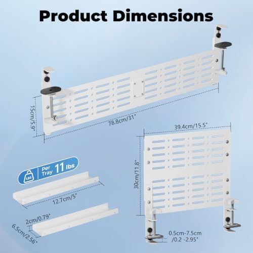JOY worker 4-in-1 Clamp-on Above or Under Desk Pegboard & Cable Management - Image 2